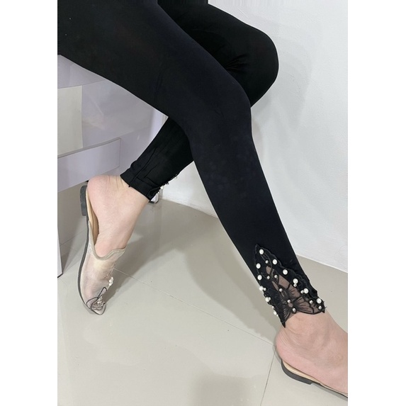 LEGGING RENDA MUTIARA IMPORT / LEGING RENDA MOTE BRUKAT HIGHWAIST / LEJING RENDA MOTE KAKI