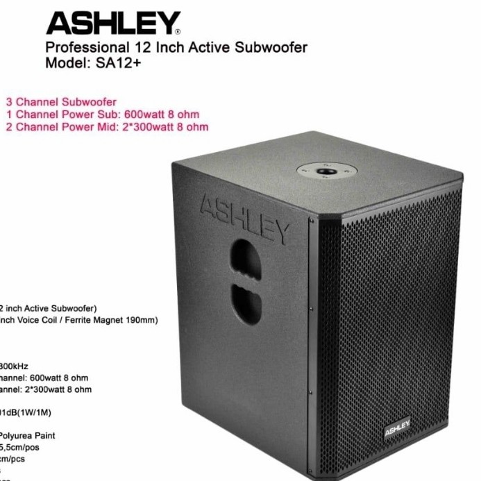 SUBWOOFER ACTIVE 12INCH ASHLEY SA-12+/SA12+ ORIGINAL ASHLEY