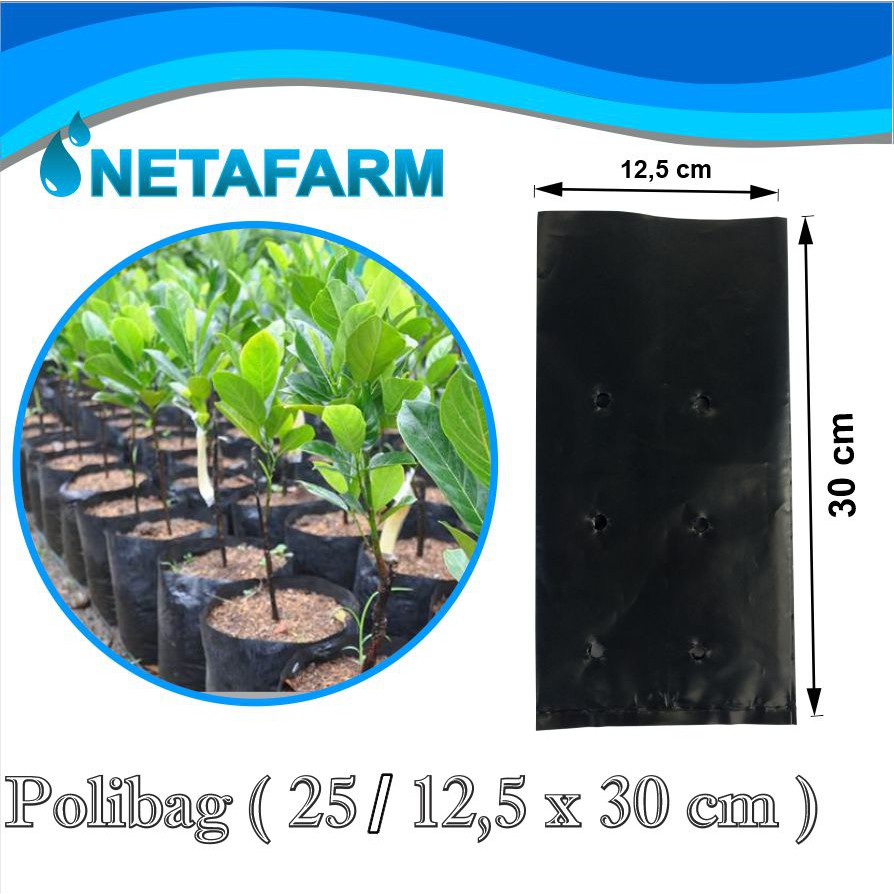 Polybag / Polibag Tanaman Plastik PE Hitam 07mc 25/12,5x30cm - 500gr