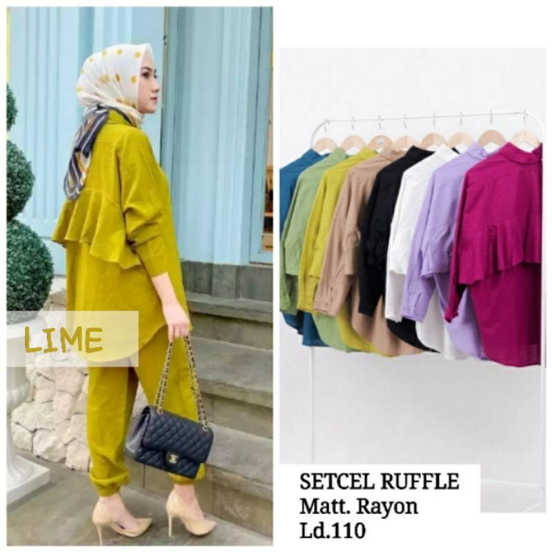 CUCI GUDANG!! Setcel Ruffle Rayon Premium / Ruffle Back One Set Rayon Premium