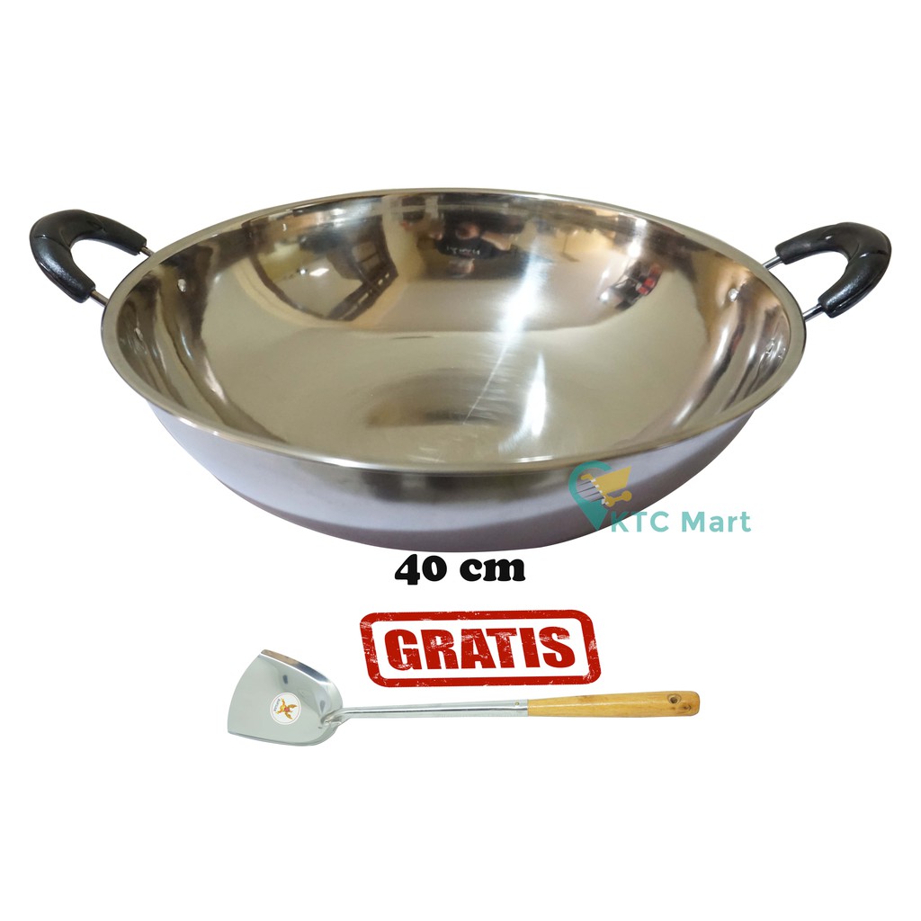 KTCmart - Wajan Stainless 40cm MURAH TAJIMAWA/ Kuali Wajan Masak