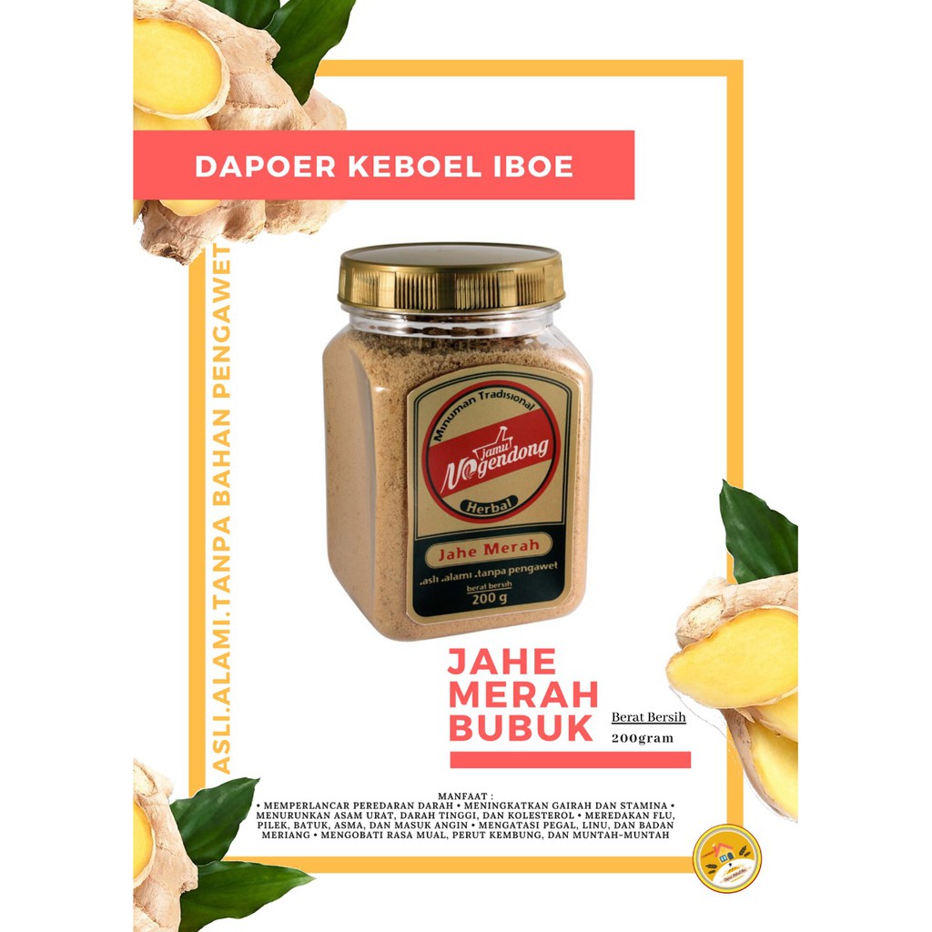 

JAHE MERAH BUBUK NOGENDONG 200GRAM - DAPOER KEBOEL IBOE