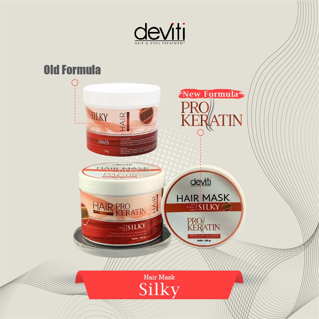 Deviti Hair Mask Silky Pro Keratin Perawatan Rambut Berwarna dan Berkilau 500Gr