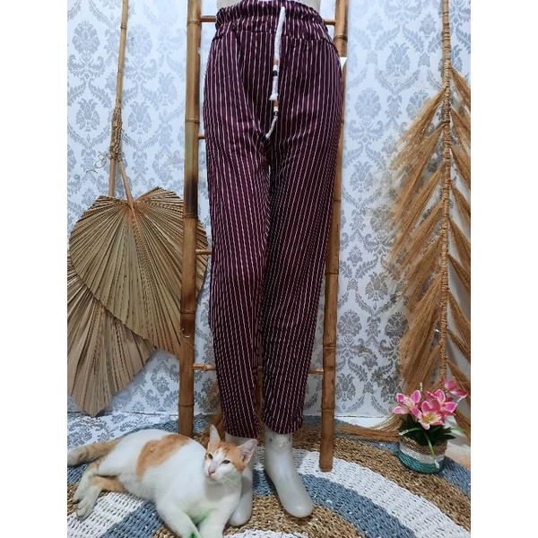 Celana Stripe Editor pants/Baggy pants strip/Celana salur scuba