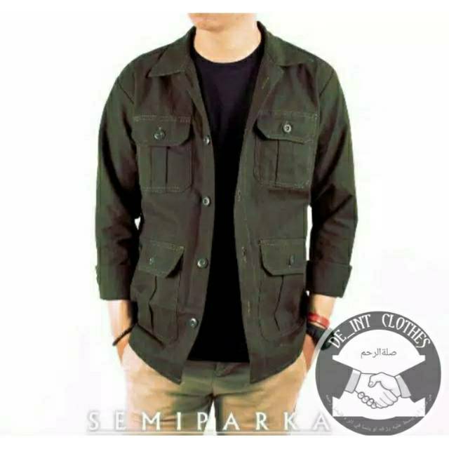 Jaket Kanvas / Semi Parka / Field jacket- Original - 4 pocket -green