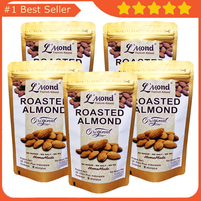 

Roasted Almond 5pcs L'Mond / Kacang Almond Panggang / Snack Sehat / Murah / Home Made / Diet Keto