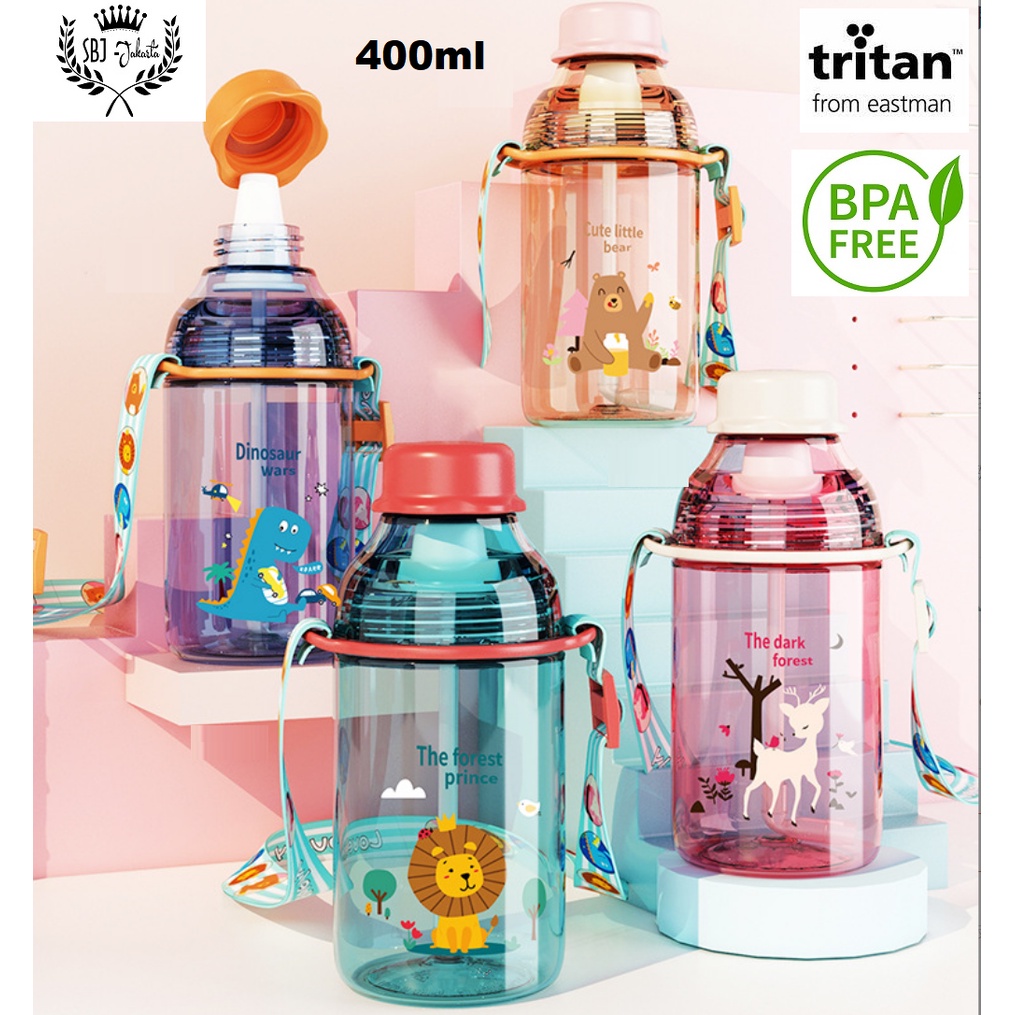 BOTOL MINUM ANAK TRITAN 100% BPA FREE CUTE LITTLE 400ML TALI &amp; SEDOTAN