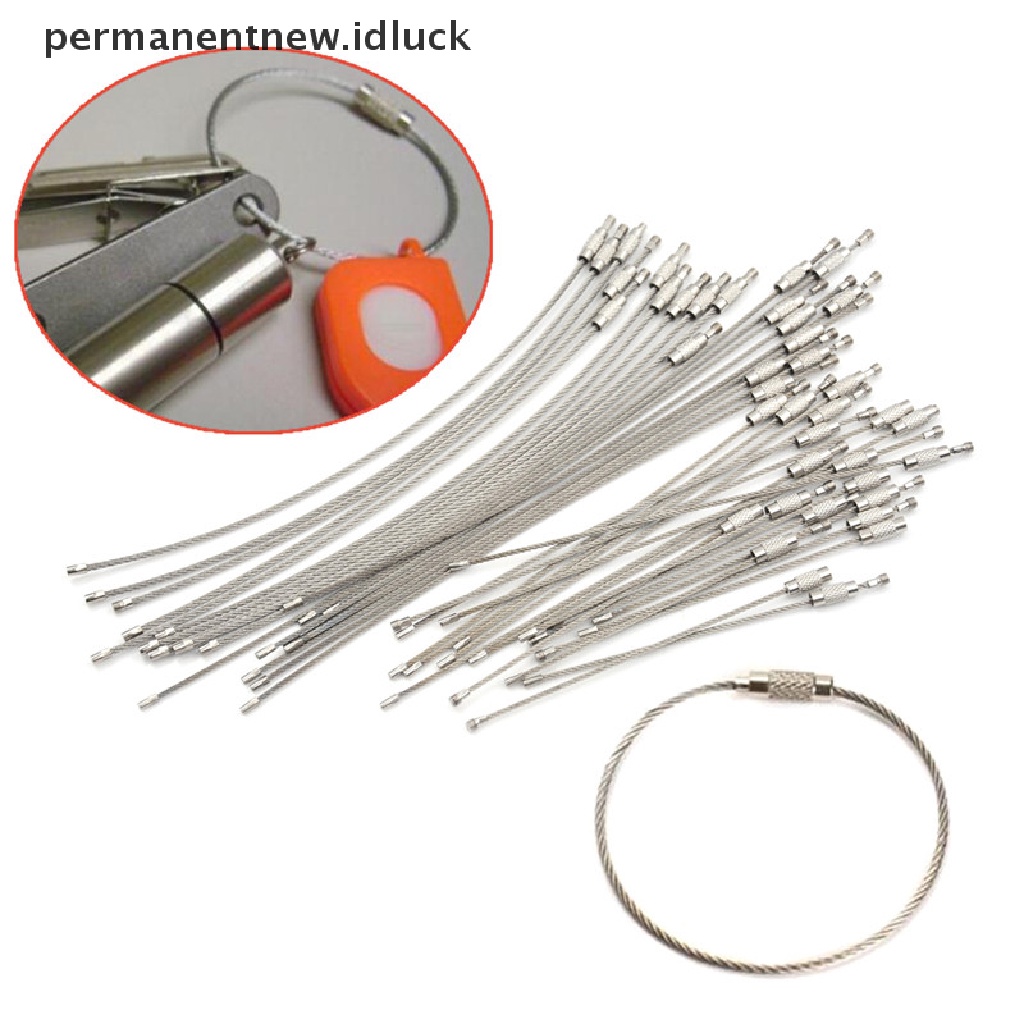 10 Pcs Gantungan Kunci Kabel Kawat Bahan Stainless Steel Ukuran 10 / 15 / 20cm Untuk Hiking