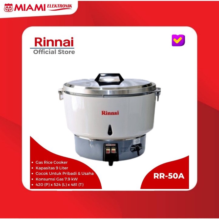 RINNAI RR 50A / GAS COOKER RR50A - Putih ( Taiwan ) GAS COOKER 9 Liter