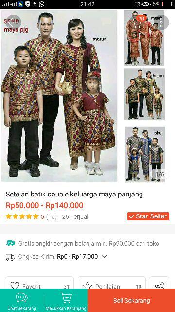 Setelan Batik Couple Keluarga Maya Panjang