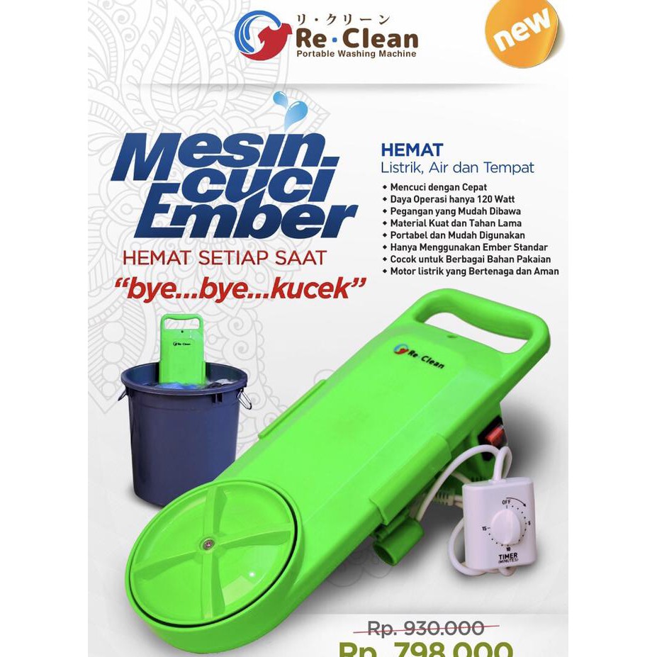 Super Sale  Rewash ReClean NEW dgn TIMER - Mesin Cuci Mini Portable Terbaru