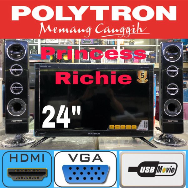 Miliki Led Tv Polytron 24T8511 24 inch Cinema-X USB Movie Plus Tower speaker Terjangkau