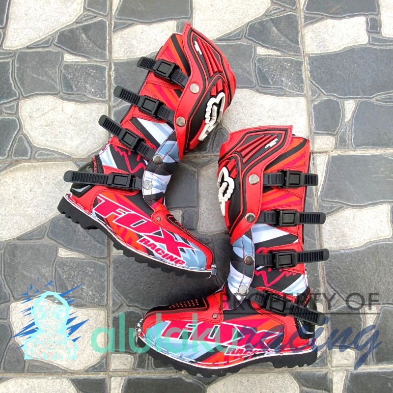 Sepatu Print MX Premium Trail with Protector for Touring Motocross Enduro Adventure - F01