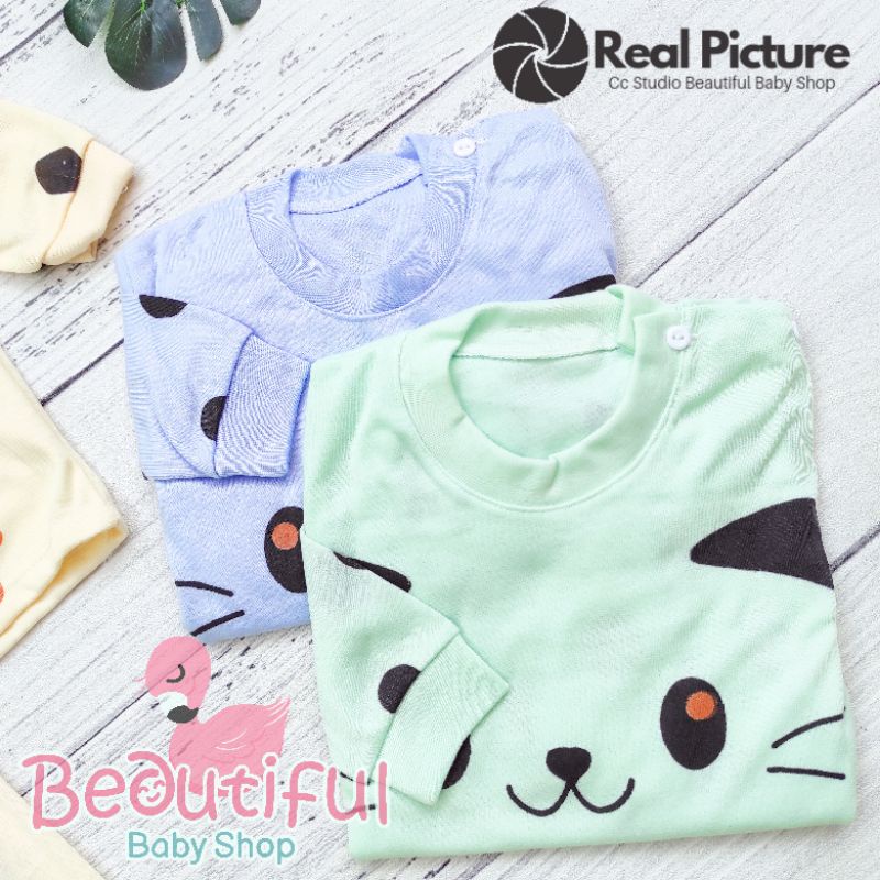 Setelan Bayi Panjang Motif Kucing / Setelan Piyama Bayi / Baju Bayi Panjang / Baju Tidur Bayi / Baby.ou_