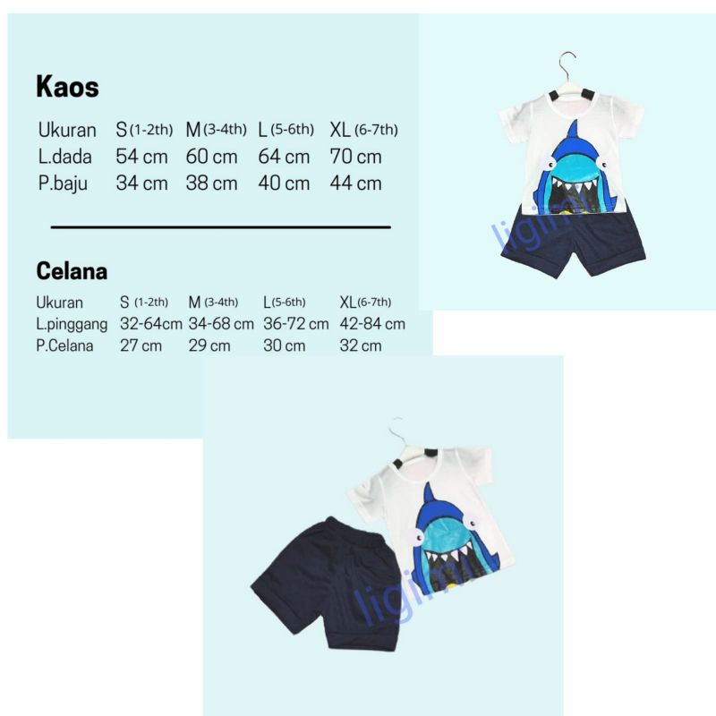 Ligimi Setelan Kaos dan celana anak unisex