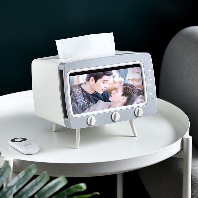 ☛TK☚ R276 KOTAK TISSUE BOX ORGANIZER BENTUK TV TEMPAT TISU+ STAND PHONE HOLDER HOME OFFICE DECOR