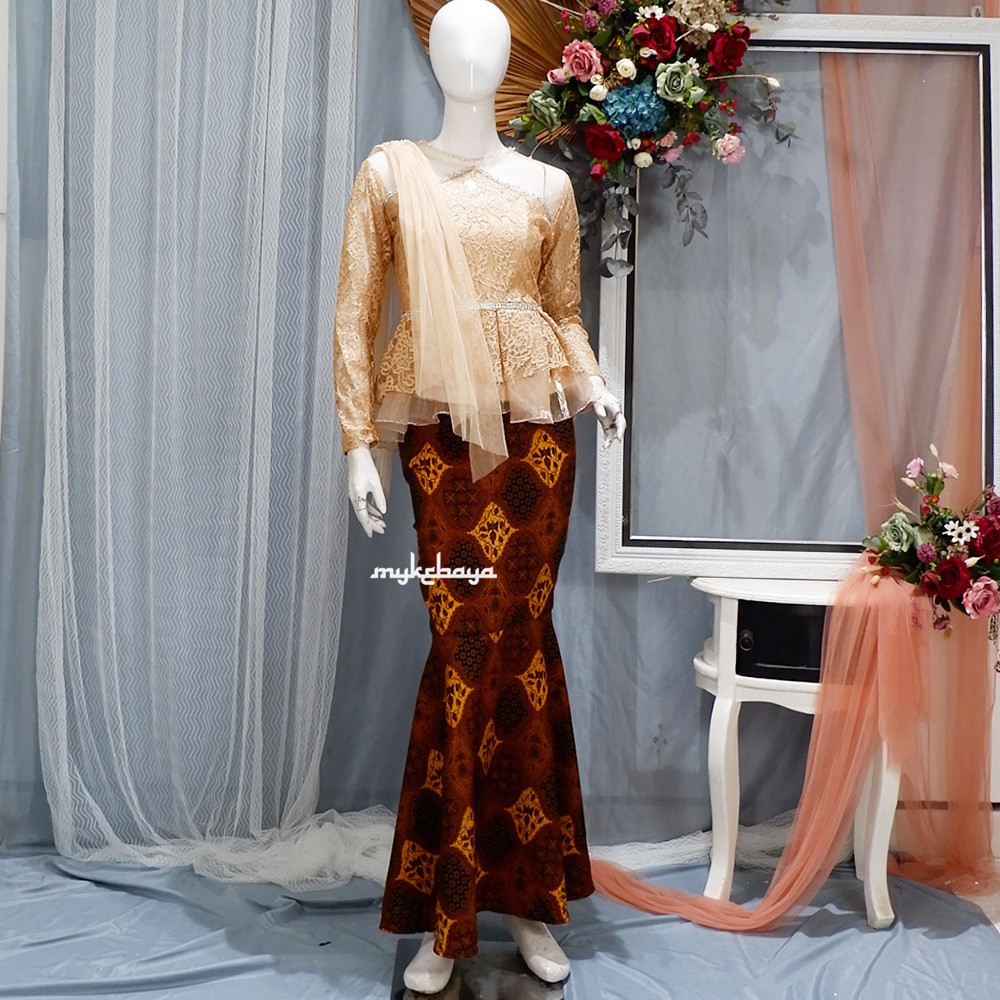 Setelan Kebaya Brokat Modern Terbaru Kebaya Wisuda Pesta Baju Lamaran Kebaya Rok Casual Modern Shopee Indonesia