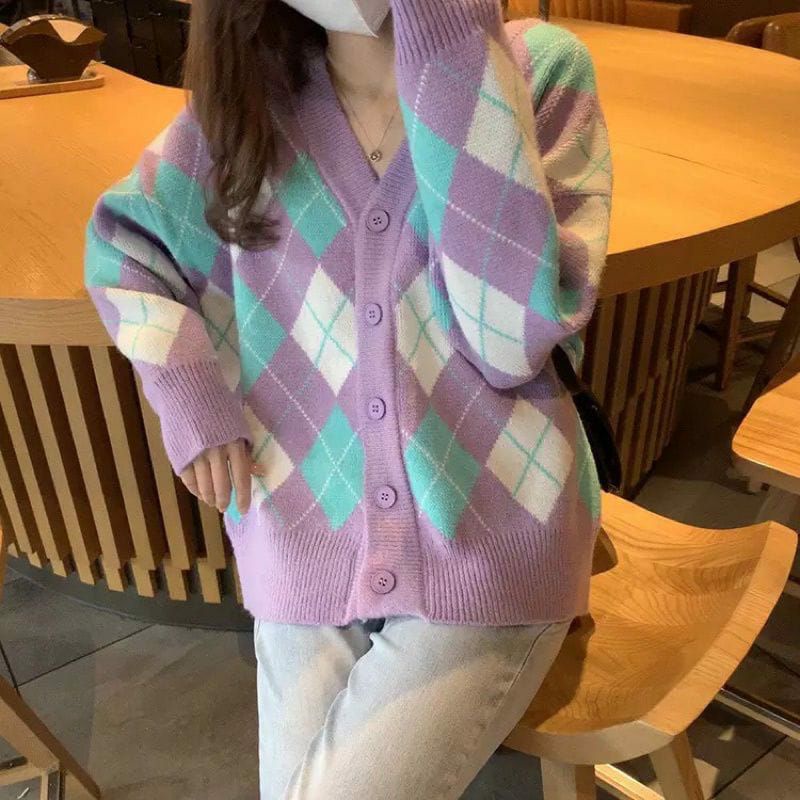 Sullivan Cardigan RESTOCK Lilac Argyle Rajut/cardy sullivan lilac argyle