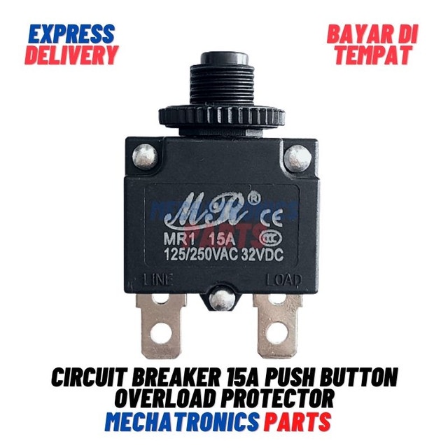 [5706] Circuit Breaker 15A Push Button Overload Protector