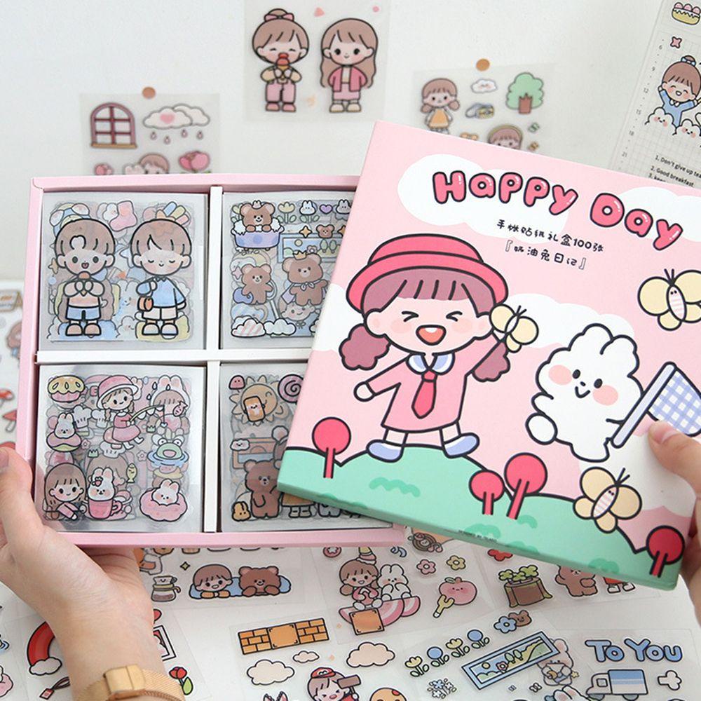 Populer 20pcs Stiker Hewan Peliharaan Perlengkapan Sekolah DIY Dekoratif Notebook Alat Tulis Kelinci Perempuan
