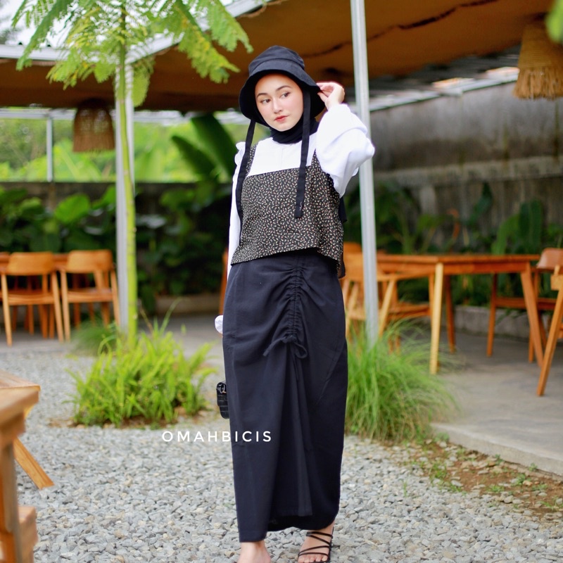 Haura skirt - korean skirt / Rok serut Linen import