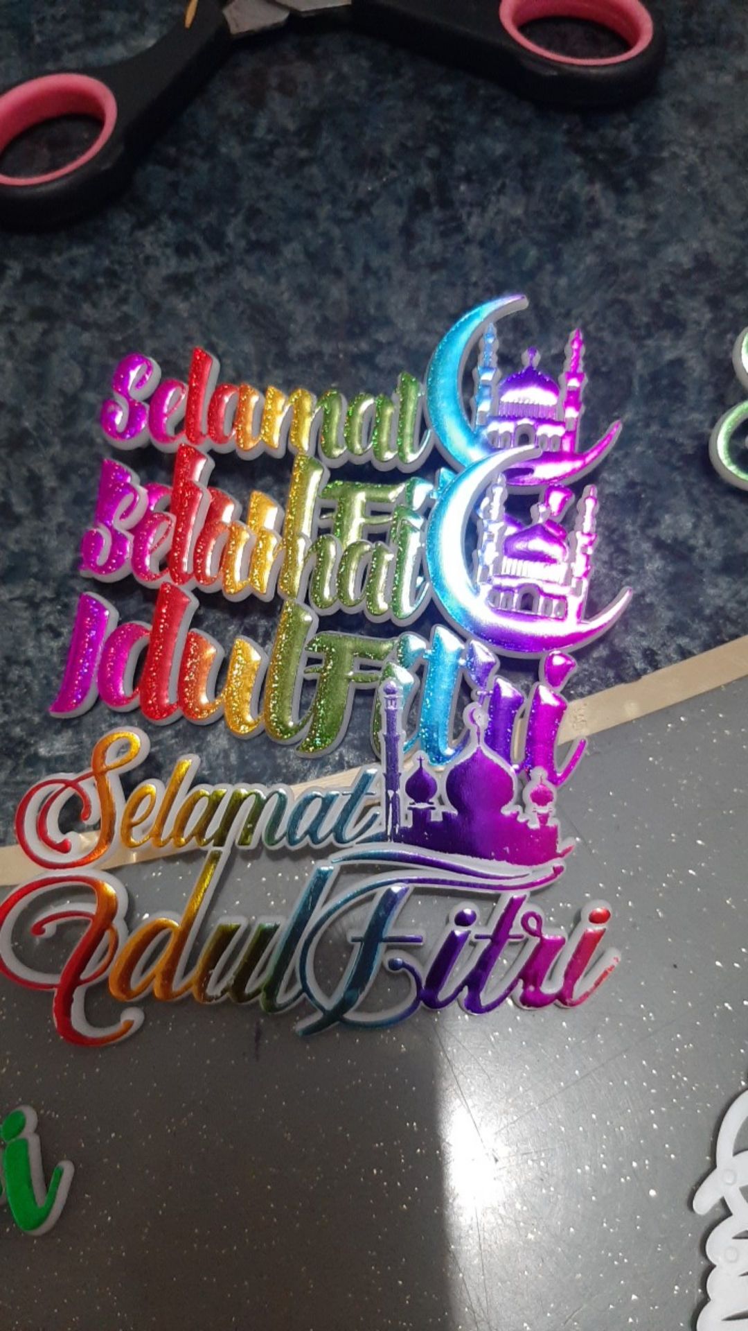Ti-0135-c Cake Topper Tulisan Idul Fitri Lebaran Tempel Mix