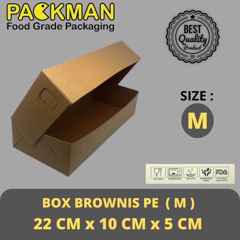 

KOTAK DUS KUE BROWNIS M / BOX ROTI CAKE KRAFT MEDIUM - 22x10x5 - LAMINASI PE