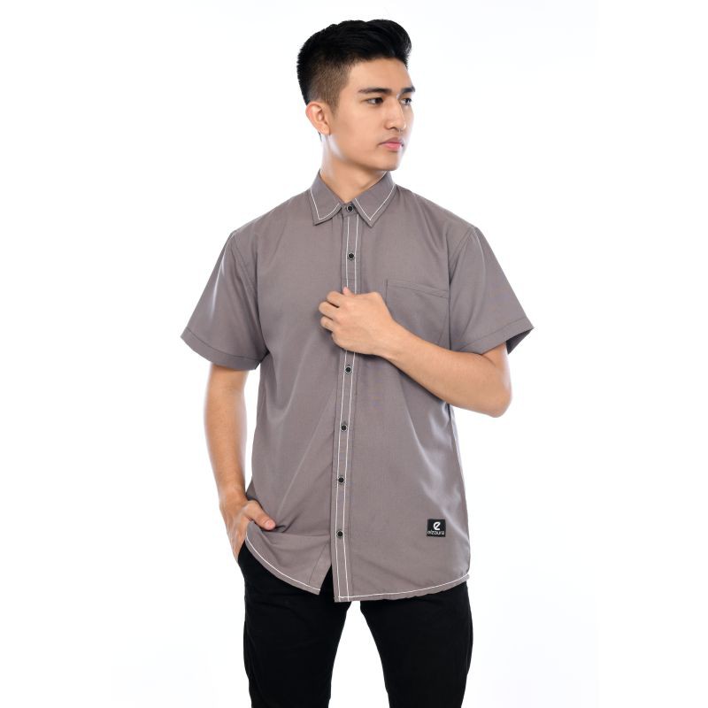 Kemeja Koko Lengan Pendek Pria Formal Casual Kantor KZ01 Micro Fiber Elzaura