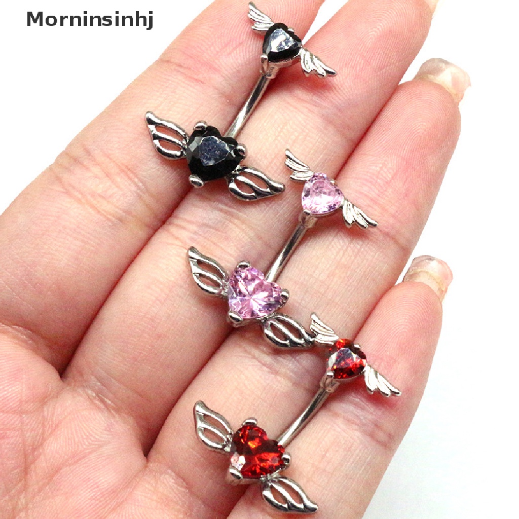 Mornin Cincin Pusar Untuk Wanita Perhiasan Tindik Pusar Malaikat Kuku Berbentuk Hati Cincin Pusar Stainless Steel Navel Ring Piercing Belly Bar Body Jewelry id