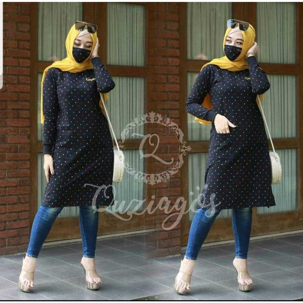 TUNIK WANITA MURAH KEKINIAN FREE MASKER/ TUNIK ONDE SIZE L DAN XL/MATT BABYTERRY TEBAL/TUNIK OUZIAGOZ/TUNIK KEKINIAN LENGAN PANJANG