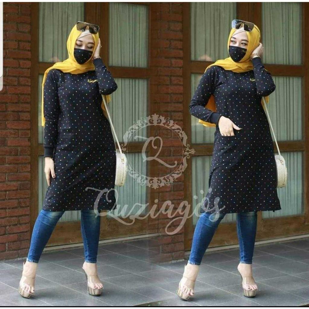 TUNIK WANITA KEKINIAN FREE MASKER/ TUNIK ONDE SIZE L - XL/MATT BABYTERRY /TUNIK LENGAN PANJANG