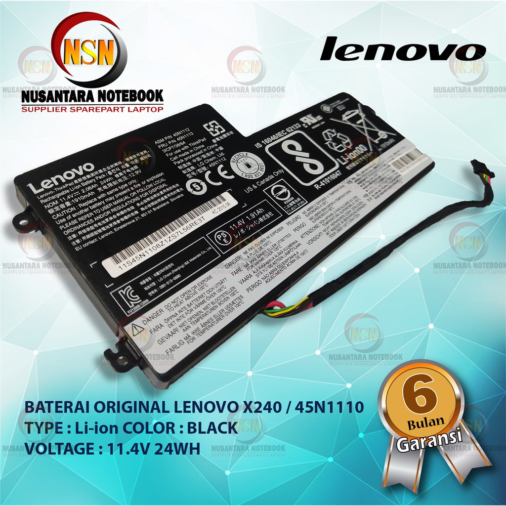 Baterai Original Lenovo Thinkpad X240 T440S 45N1110 11.4V 24WH