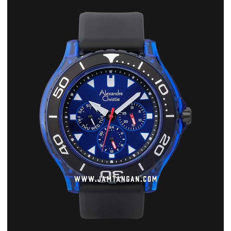 Alexandre Christie AC 6531 MF LIPBU Men Blue Dial Black Rubber Strap