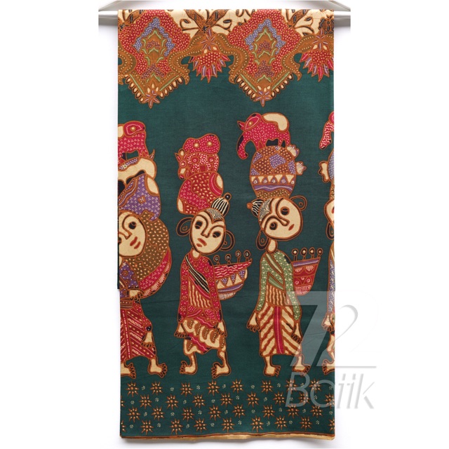 KAIN BATIK PREMIUM Bahan Katun Motif Jamu Gendong Warna Hijau Merah 722758 Cap 72 Jarik Jarit Samping Kebat Panjang Batik Katun Modern Premium Bahan Seragam Batik Pernikahan Kantor Keluarga Murah Kamen Jadi Batik Bali Lembaran