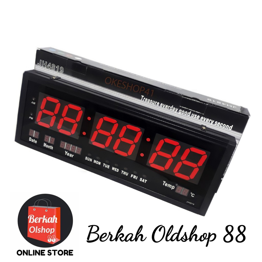 Berkah Oldshop 88 - Jam Dinding Digital Besar LED Clock 4819 Merah