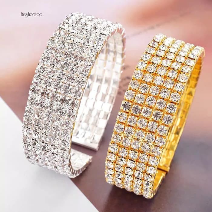 GELANG FASHION WANITA BERLIAN IMITASI 5 BARIS BLING BLING CANTIK MURAH