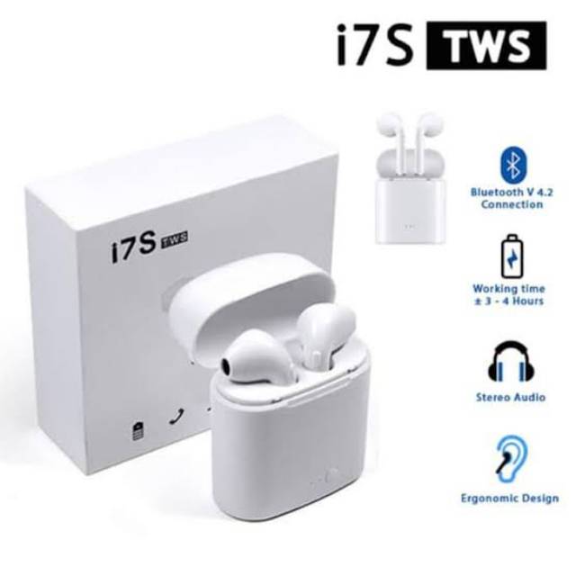 Headset i7S TWS Bluetooth V4.2 HF i7S Sport Wireless Ori 99% HF Bluetooth