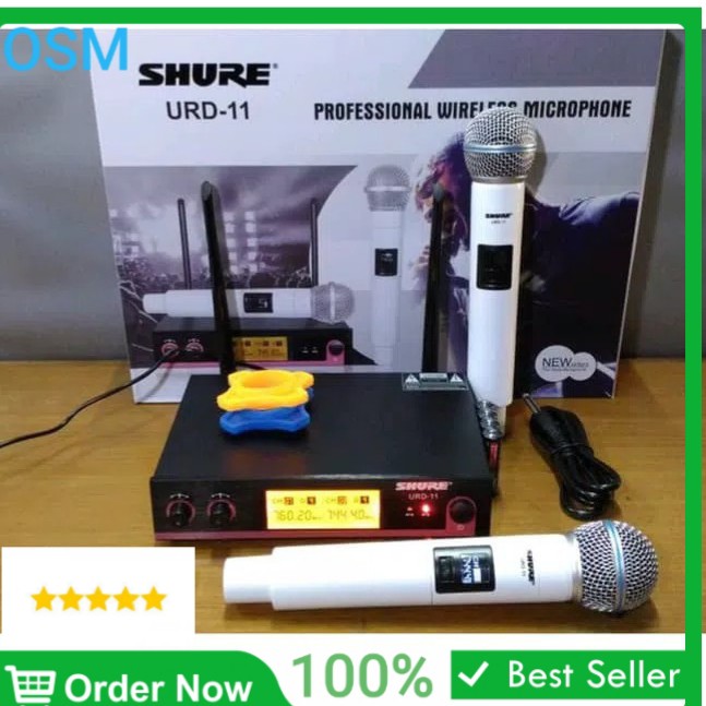 shure pro mic karaoke sepasang UHF mikrophone Wireless microphone wireles suara audio sound sistem vokal vocal mik professional panggung dj studio Sepasang 1bh reciever digital  2bh mic pegang digital  SHURE jarak mic bisa pakai sampe 30-40 meter. suara b