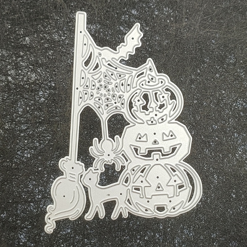 Cetakan Stensil Cutting Dies Motif Labu Halloween Bahan Metal Untuk Scrapbook / Craft DIY