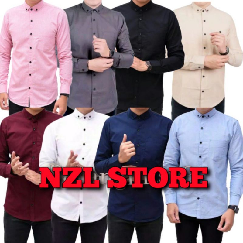 PROMO kemeja pria lengan panjang polos formal casual baju cowok kerja santai