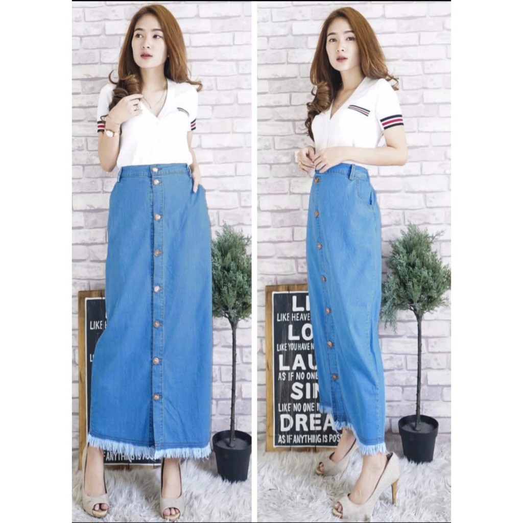 Q- ROK SPAN JEANS/ ROK RUMBAI WANITA TERBARU