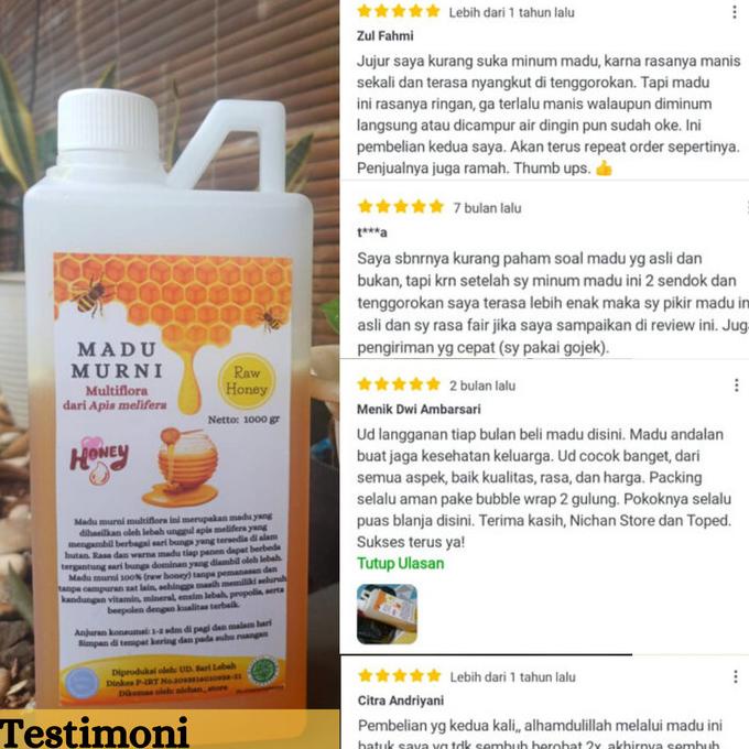 

Madu Asli / Raw Honey 1000 Gram Perasan Madu Sarang Melifera