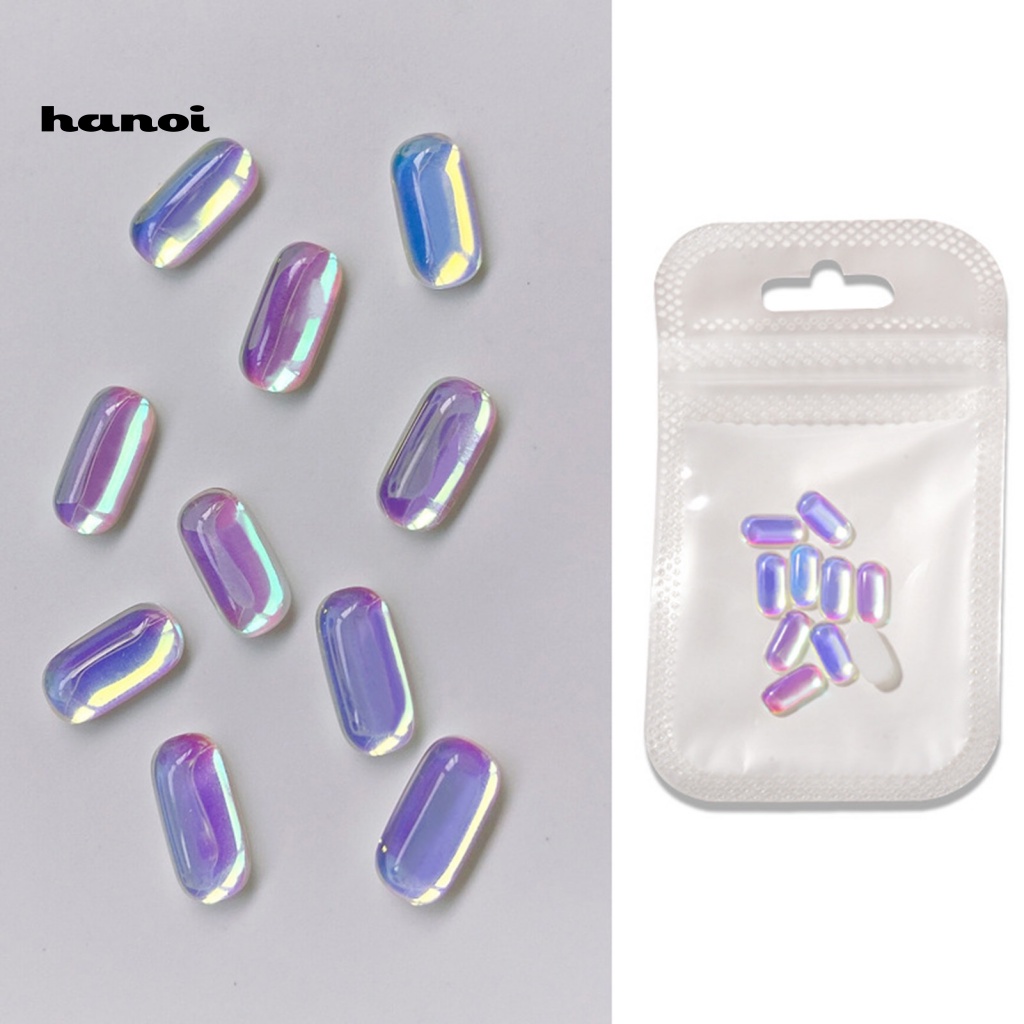 Han_ 10Pcs / Set Ornamen Kristal Imitasi Multiwarna Untuk Dekorasi Nail Art