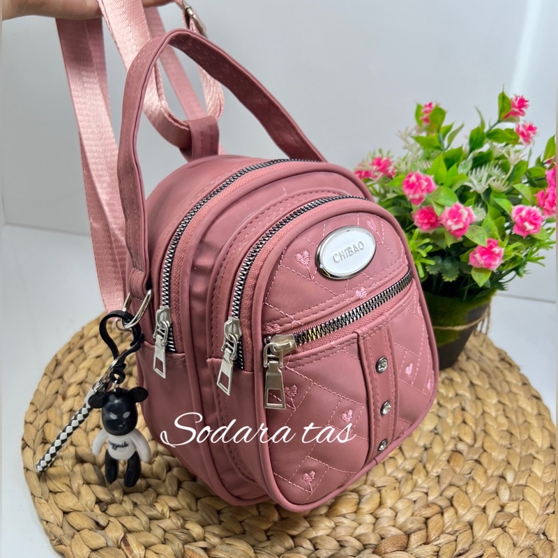 TAS RANSEL CHIBAO MULTIFUNGSI PERMATA FREE GANTUNGAN IMPORT SIZE 22X18CM