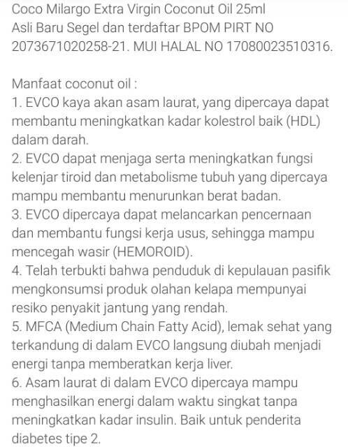 (buy 1 get 1) (sudah exp) VCO Coco Milagro / EVCO Coco Milagro 25ml Minyak Kelapa Organik Carrier Oil VICO VCO dilute v6 coco milagro 25 ml virgin coconut oil minyak kelapa murni organik tanpa bahan kimia