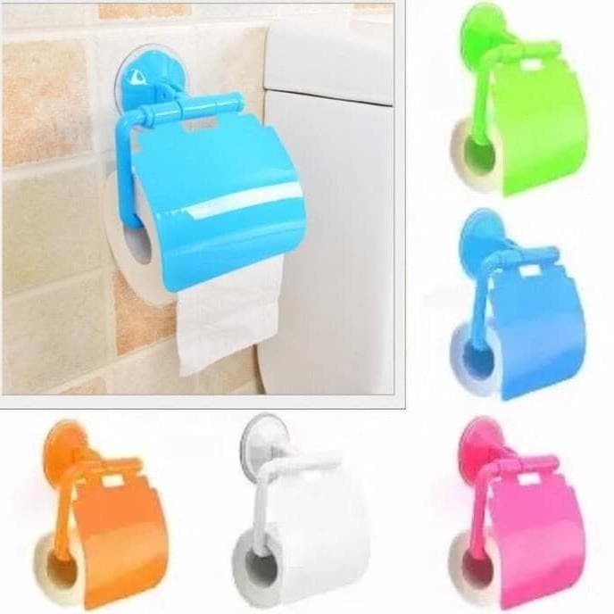 [CLASHOP]Tempat Tisu Tissue Gulung Toilet Roll Holder / Gantungan Tisu Tempel Vacum Sedot Tanpa Paku