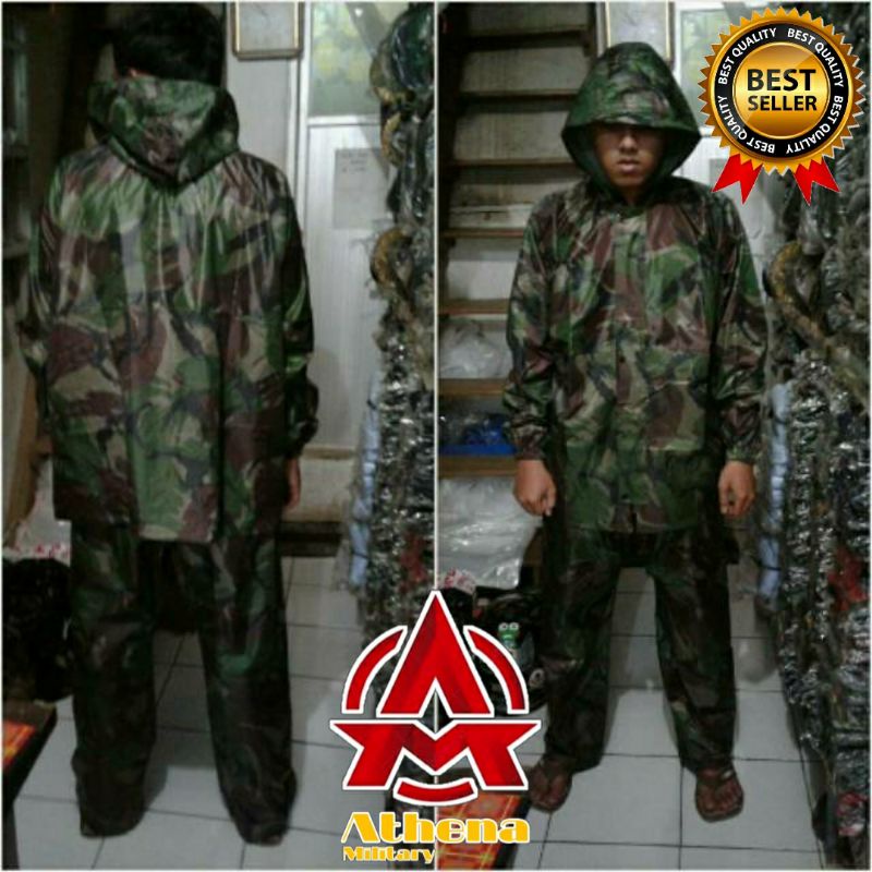 Jas hujan loreng TNI | jas hujan army | setelan mantel loreng army tactical