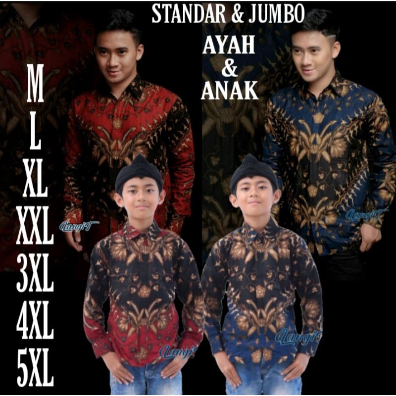 TERBARU Couple sweet || couple batik ayah dan anak cowok BATIK Motif Keris  Size Jumbo M L XL XXL XXXL 4L 5L