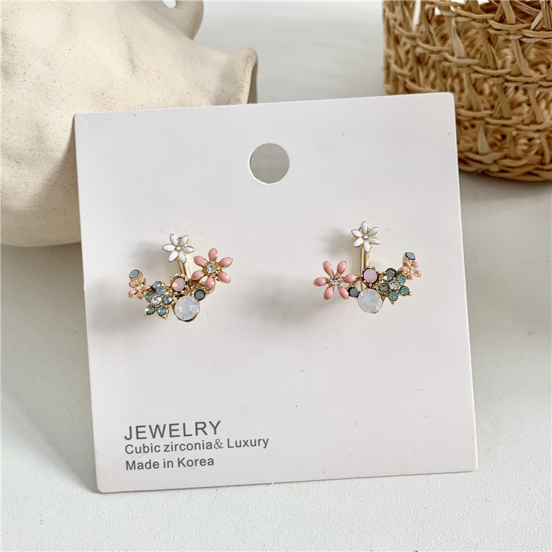 Anting Tusuk Gantung temperament Bahan Sterling Silver 925 Desain Bunga Untuk Wanita