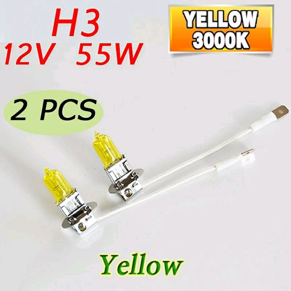 H3 YELLOW 3000K Lampu Halogen Pijar H 3 Warna Kuning Headlamp Foglamp Mobil Motor Berkualitas